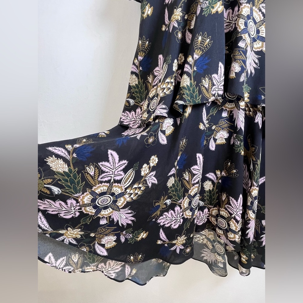 A.L.C “Hayley” tiered floral/black midi dress Women Sz 6 Tiered Silk Midi Dress - Picture 4 of 11